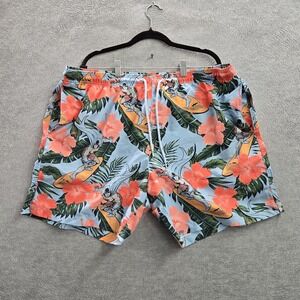 Batman Men Activewear Shorts XL Blue Floral Graphic Print‎ Swimwear